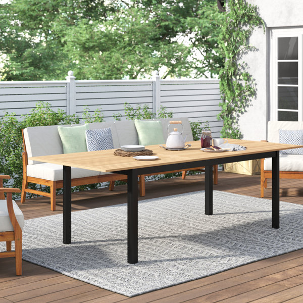 Kitsco Rafael Teak Finish Rectangle Extendable Patio Table Wayfair